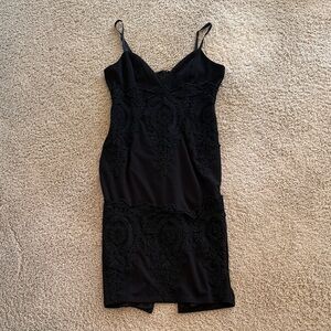 Lulu's Black Lace-Accent Bodycon Dress